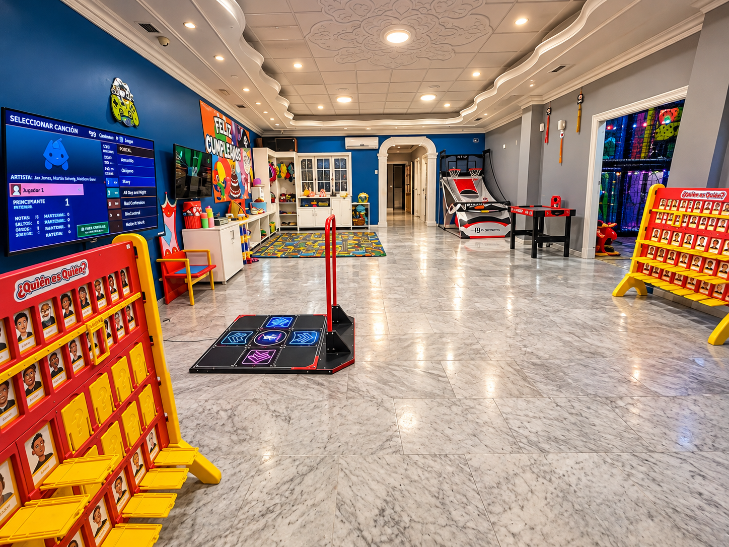 Perspectiva de la gran sala de juegos Piratines en Torrijos